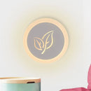 GobekUsa Contemporary LED Flush Wall Sconce in White with Leaf Pattern - Modern Circle Design