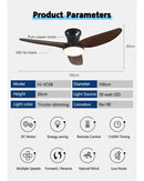 GobekUsa 30W Remote Control Ceiling Fan with Light - Modern Minimalist Design