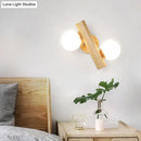 GobekUsa Nordic White Glass Ball Rotating Wall Lamp with Wood Wall Mount - Ideal for Bedroom Lighting