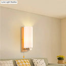 GobekUsa White Glass Wall Sconce - Cylindrical Bedside Light with Pull Chain