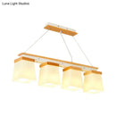GobekUsa Nordic Island Chandelier - Square Shade Wooden Dining Room Light with 3/4 White Lights