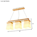 GobekUsa Nordic Island Chandelier - Square Shade Wooden Dining Room Light with 3/4 White Lights