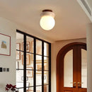 GobekUsa LED Ceiling Light with Wood Base and White Glass Shade