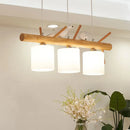 GobekUsa Wooden Hanging Chandelier with 2/3 Lights, Glass Cylinder Shade and Bird Décor - Ideal for Dining Room or Island Lighting