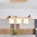 GobekUsa Modern Frosted Glass Pendant Light with Wood Accent - 2/3 Lights | Barrel Island Hanging Lamp Kit - Bird Deco | Perfect for Tables