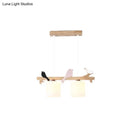 GobekUsa Modern Frosted Glass Pendant Light with Wood Accent - 2/3 Lights | Barrel Island Hanging Lamp Kit - Bird Deco | Perfect for Tables