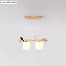 GobekUsa Modern Frosted Glass Pendant Light with Wood Accent - 2/3 Lights | Barrel Island Hanging Lamp Kit - Bird Deco | Perfect for Tables