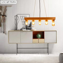 GobekUsa Modern Wood Bubble Hanging Ceiling Light with 5 Beige Heads – Ideal for Dining Room