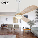 GobekUsa 52" Wood Ceiling Fan Remote Control 3 Blades for Home Living Bedroom