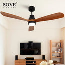 GobekUsa 52" Wood Ceiling Fan Remote Control 3 Blades for Home Living Bedroom