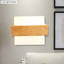 GobekUsa Japanese Cube Shade Sconce Lamp with Wood Deco Milk Glass - Modern Wall Lighting for Study Room