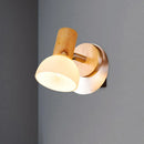GobekUsa Modern Wood Domed Sconce Light Fixture with Milk White Glass – Wall Mounted Lamp