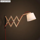 GobekUsa Modern Wood Expansion Arm Sconce with White Fabric Shade