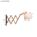 GobekUsa Modern Wood Expansion Arm Sconce with White Fabric Shade