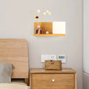 GobekUsa Beige Wall Lamp with Modern Cube Shade - Bedroom Sconce Light