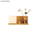 GobekUsa Beige Wall Lamp with Modern Cube Shade - Bedroom Sconce Light