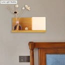 GobekUsa Beige Wall Lamp with Modern Cube Shade - Bedroom Sconce Light
