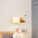 GobekUsa Beige Wall Lamp with Modern Cube Shade - Bedroom Sconce Light