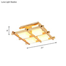 GobekUsa Modern Wood Grid Semi Flush Mount Ceiling Light with 4/6/9 Milk Glass Heads in Beige