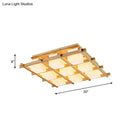 GobekUsa Modern Wood Grid Semi Flush Mount Ceiling Light with 4/6/9 Milk Glass Heads in Beige