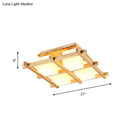 GobekUsa Modern Wood Grid Semi Flush Mount Ceiling Light with 4/6/9 Milk Glass Heads in Beige