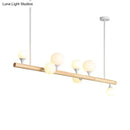 GobekUsa Modern Asian Inspired Hanging Island Lamp with LED Lights - Beige Wood Finish - Ideal for Dining Room