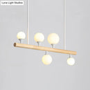 GobekUsa Modern Asian Inspired Hanging Island Lamp with LED Lights - Beige Wood Finish - Ideal for Dining Room