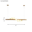 GobekUsa Modern Wood Island Light with Spherical Shade - Opal Glass Ceiling Lamp (5/7 Lights) for Dining Room