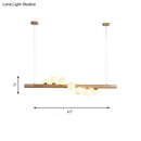 GobekUsa Modern Wood Island Light with Spherical Shade - Opal Glass Ceiling Lamp (5/7 Lights) for Dining Room