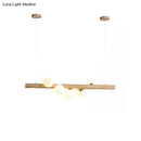 GobekUsa Modern Wood Island Light with Spherical Shade - Opal Glass Ceiling Lamp (5/7 Lights) for Dining Room