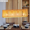 GobekUsa Modern Wood Island Pendant Light with 4 Yellow Lights for Dining Room - 21"/27" Wide Linear Hanging Design