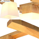 GobekUsa Nordic Hang Lamp: Triple Light Glass & Wood Dining Room Island Lighting with Square Shade