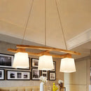 GobekUsa Nordic Hang Lamp: Triple Light Glass & Wood Dining Room Island Lighting with Square Shade