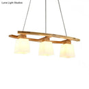 GobekUsa Nordic Hang Lamp: Triple Light Glass & Wood Dining Room Island Lighting with Square Shade
