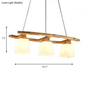GobekUsa Nordic Hang Lamp: Triple Light Glass & Wood Dining Room Island Lighting with Square Shade