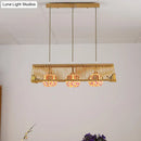 GobekUsa Modern Wood Pendant Light in Roof Shape, Beige Hanging Fixture, 16"/19.5" Width