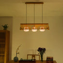 GobekUsa Modern Wood Pendant Light in Roof Shape, Beige Hanging Fixture, 16"/19.5" Width
