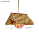 GobekUsa Modern Wood Pendant Light in Roof Shape, Beige Hanging Fixture, 16"/19.5" Width