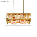 GobekUsa Modern Wood Pendant Light in Roof Shape, Beige Hanging Fixture, 16"/19.5" Width