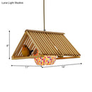 GobekUsa Modern Wood Pendant Light in Roof Shape, Beige Hanging Fixture, 16"/19.5" Width