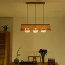 GobekUsa Modern Wood Pendant Light in Roof Shape, Beige Hanging Fixture, 16"/19.5" Width
