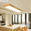 GobekUsa Modern Style LED Wooden Island Ceiling Light Fixture - Wood Rectangle Design