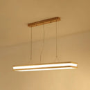 GobekUsa Minimalist LED Wood Rectangular Hanging Island Lamp - Acrylic Ceiling Suspension for Dinners