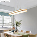 GobekUsa Minimalist LED Wood Rectangular Hanging Island Lamp - Acrylic Ceiling Suspension for Dinners