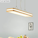 GobekUsa Minimalist LED Wood Rectangular Hanging Island Lamp - Acrylic Ceiling Suspension for Dinners