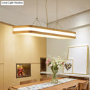 GobekUsa Minimalist LED Wood Rectangular Hanging Island Lamp - Acrylic Ceiling Suspension for Dinners