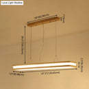 GobekUsa Minimalist LED Wood Rectangular Hanging Island Lamp - Acrylic Ceiling Suspension for Dinners
