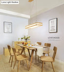 GobekUsa Minimalist LED Wood Rectangular Hanging Island Lamp - Acrylic Ceiling Suspension for Dinners