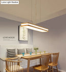 GobekUsa Minimalist LED Wood Rectangular Hanging Island Lamp - Acrylic Ceiling Suspension for Dinners