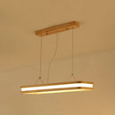 GobekUsa Minimalist LED Wood Rectangular Hanging Island Lamp - Acrylic Ceiling Suspension for Dinners